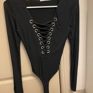 Open front body suit